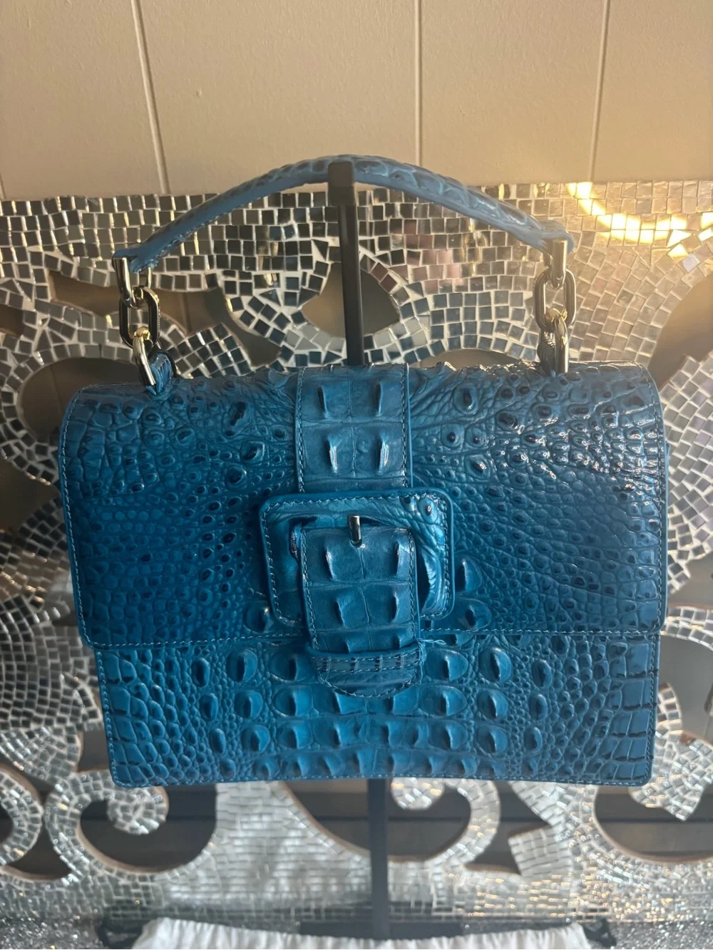⭐️Brahmin Teal Croc-Embossed Top Handle Satchel